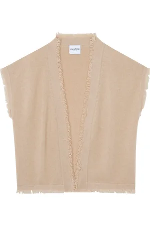 KUJTEN Gilet ouvert à franges en cachemire maillé