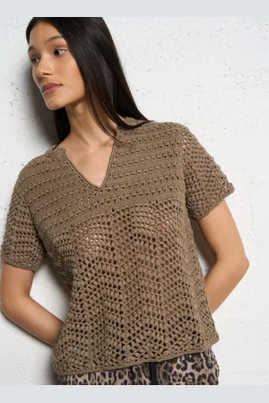 Sud Express Top Col V en crochet en coton