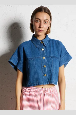 The Korner Chemise col classique en denim de coton mélangé