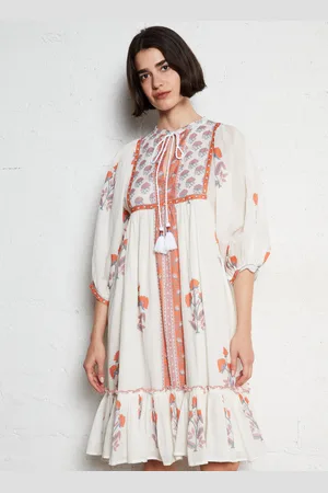 M.A.B.E Robe midi Col V imprimée