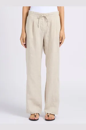Sud Express Pantalon droit taille haute en lin