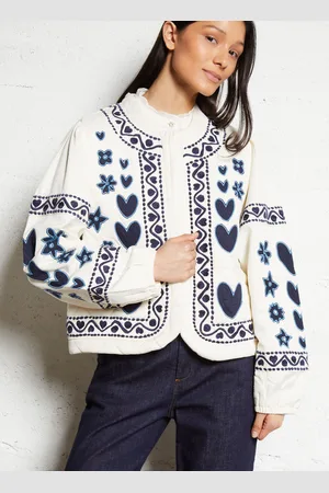 Fabienne Chapot Veste droite col rond en coton mélangé