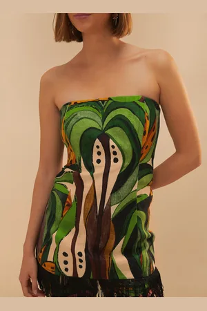Farm Rio Bustier imprimé à finitions franges