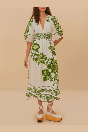 Farm Rio Robe midi décolleté v à imprimé floral
