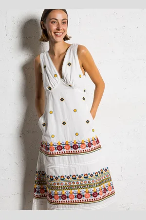 The Korner Robe longue Col V en coton