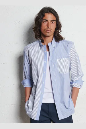 Façonnable Chemise droite rayée en coton