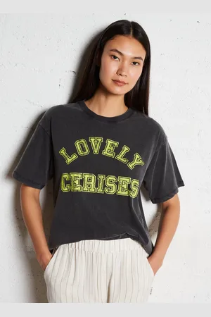 Le Temps des Cerises Tee-shirt droit col rond sérigraphié en coton