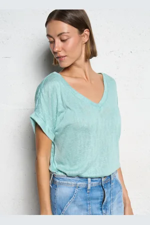 Le Temps des Cerises Tee-shirt droit Col V irisé
