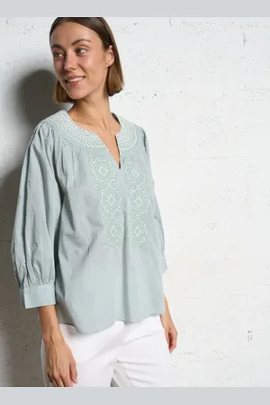 Sud Express Blouse droite en coton brodé