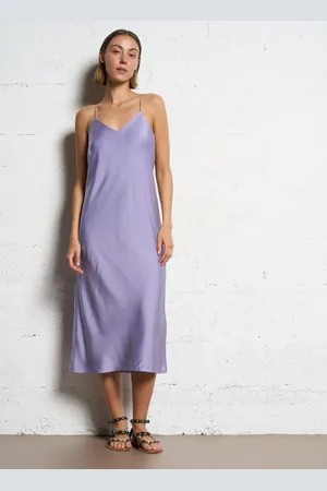 Bash Robe midi Col V satinée