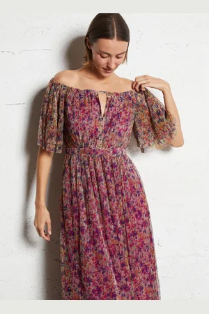 Bash Robe épaules dénudées à plis
