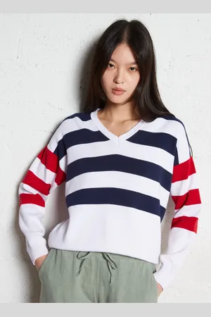 Armor.lux Pull Col V rayé en coton
