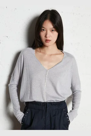Berenice Pull Col V à détails strass en laine