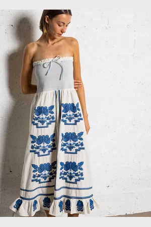 M.A.B.E Robe longue en coton brodé