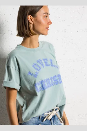 Le Temps des Cerises Tee-shirt droit col rond sérigraphié en coton