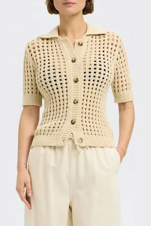 SELECTED Cardigan droit en coton bio mélangé
