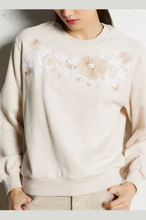 Louise Misha Sweat col rond à broderie fleurie en coton bio