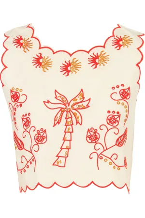 Never Fully Dressed Top col rond brodé en coton