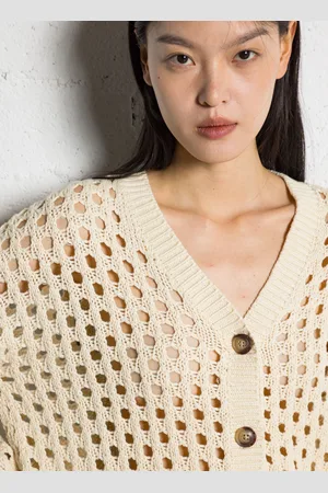 VILA Gilet boutonné en maille ajourée