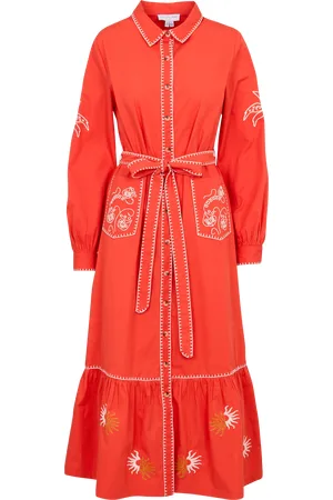 Never Fully Dressed Robe chemise ceinturée droite brodée