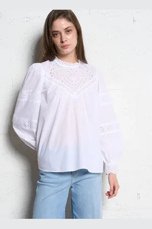 Sud Express Blouse droite unie brodée