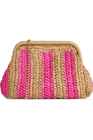 Pieces® Pochette en paille rayée
