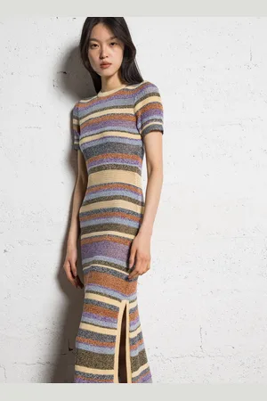 Bash Robe longue en coton rayé