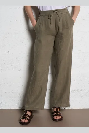 Sud Express Pantalon droit taille haute en lin