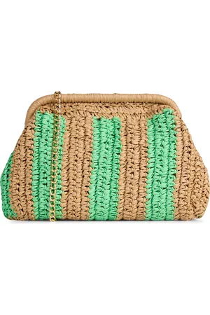Pieces® Pochette en paille rayée