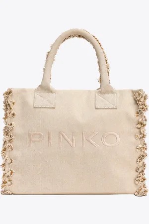 Pinko Cabas de plage en canvas recyclé effet fil-à-fil