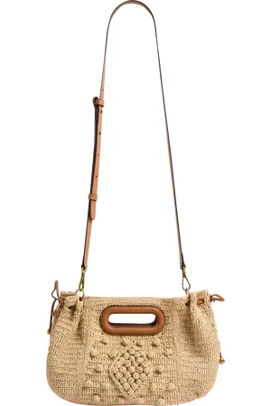 Gerard Darel Sac bandoulière en raphia et cuir