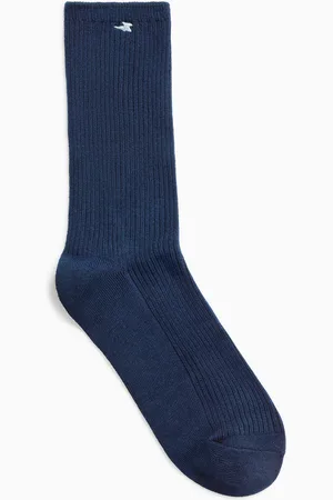 Vanessa Wu Chaussettes montantes côtelées en coton mélangé