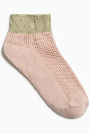Vanessa Wu Chaussettes courtes côtelées en coton mélangé