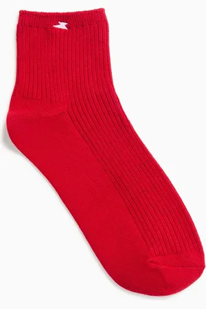 Vanessa Wu Chaussettes courtes côtelées en coton mélangé