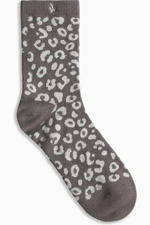 Vanessa Wu Chaussettes montantes léopard pailleté en coton mélangé