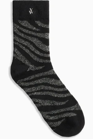 Vanessa Wu Chaussettes montantes zébrées et pailletées en coton mélangé