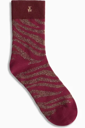Vanessa Wu Chaussettes montantes zébrées et pailletées en coton mélangé