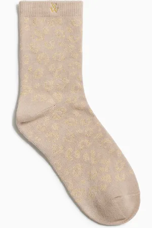 Vanessa Wu Chaussettes montantes léopard en coton mélangé