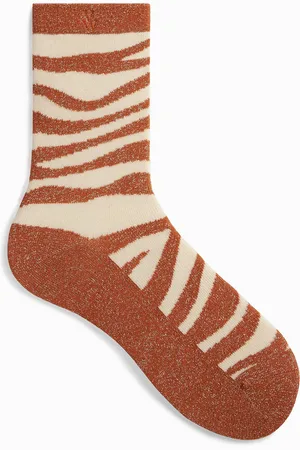 Vanessa Wu Chaussettes zébrées et pailletées en coton mélangé