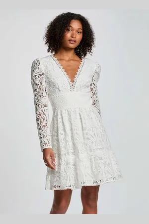Morgan Robe courte Col V en dentelle