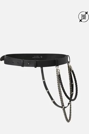 Pinko Ceinture en cuir avec chaînettes et lanières