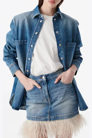 IRO Chemise col classique en denim de coton mélangé