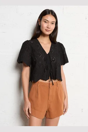 The Korner Top droit en coton brodé