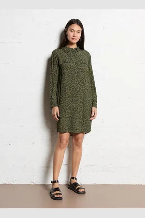 MAISON 123 Robe midi col chemise à imprimé léopard