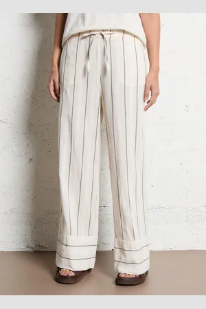 MAISON 123 Pantalon large taille haute rayé