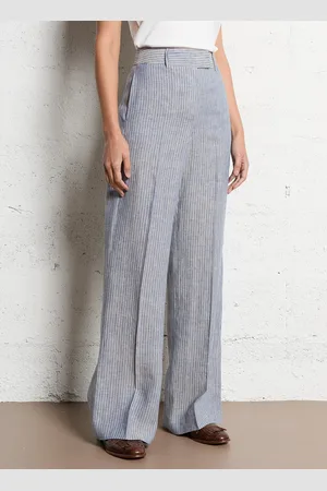 MAISON 123 Pantalon droit taille haute à rayures