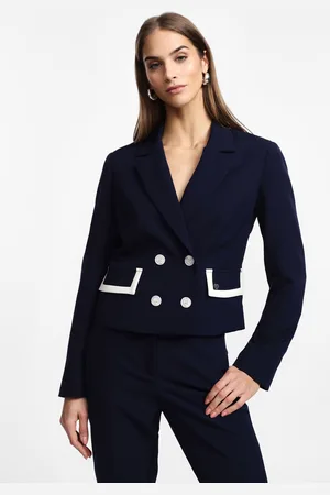 Please Blazer court avec boutons et poches contrastés