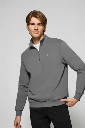 Polo Club® Sweat-Shirt À Fermeture Éclair Partielle Gris Asphalte Avec ogo Rigby Go