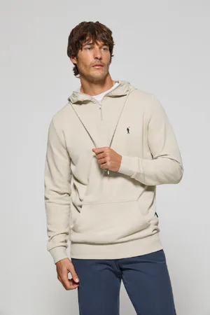 Polo Club® Sweat-Shirt Beige À Fermeture Éclair Partielle Avec Capuche Et Broderie Rigby Go
