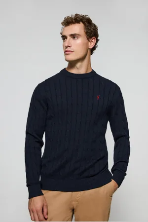Polo Club® Pull En aille Tressé Bleu arine Avec ogo Brodé Rigby Go
